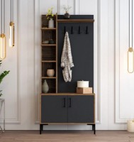 Прихожая Trendy Viyana D Walnut/Anthracit/Black 200x90x35cm GTR001344 фото №1 — интернет-магазин Desire.md