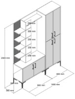 Antreu Trendy Viyana DA Walnut/Anthracit/Black 200x150x35cm GTR001364 imaginea #5 — magazin online Desire.md