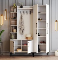 Antreu Trendy Viyana DA White/Walnut/Black 200x150x35cm GTR001367 imaginea #2 — magazin online Desire.md