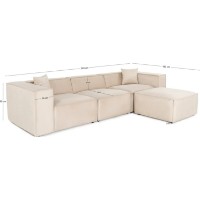 Canapea de colț Trendy Lora L1-O1-1R-POUFFE Cream 303x193x65cm GTR003638 imaginea #5 — magazin online Desire.md