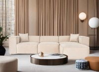 Canapea de colț Trendy Lora L1-O1-1R-POUFFE Cream 303x193x65cm GTR003638 imaginea #1 — magazin online Desire.md