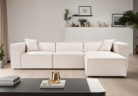 Canapea de colț Trendy Lora L1-O1-1R-POUFFE Light Brown 303x193x65cm GTR003639