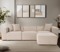 Canapea de colț Trendy Lora L1-O1-1R-POUFFE Peach 303x193x65cm GTR003641 imaginea #1 — magazin online Desire.md