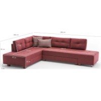 Угловой диван Trendy Manama Claret Red L 282x206x85cm GTR003367 фото №6 — интернет-магазин Desire.md