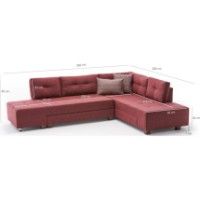 Угловой диван Trendy Manama Claret Red R 282x206x85cm GTR003421 фото №7 — интернет-магазин Desire.md