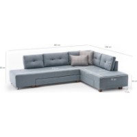 Угловой диван Trendy Manama Light Blue R 282x206x85cm GTR003424 фото №6 — интернет-магазин Desire.md