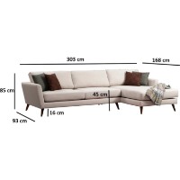 Угловой диван Trendy Mayorka L3-Chl Beige R 303x168x85cm GTR003386 фото №3 — интернет-магазин Desire.md