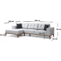 Угловой диван Trendy Montana Chl+3R Light Grey L 288x160x85cm GTR003331 фото №6 — интернет-магазин Desire.md