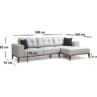 Угловой диван Trendy Montana L3+Chl Light Grey R 288x160x85cm GTR003385 фото №6 — интернет-магазин Desire.md