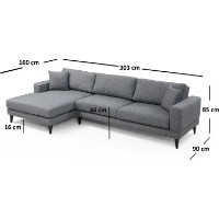Canapea de colț Trendy Nordic Chl+3R Dark Grey L 303x160x85cm GTR003333 imaginea #3 — magazin online Desire.md