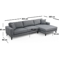 Угловой диван Trendy Nordic L3+Chl Dark Grey R 303x160x85cm GTR003387 фото №3 — интернет-магазин Desire.md