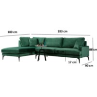 Canapea de colț Trendy Papira CHL+3R Green 283x180x88cm GTR003611 imaginea #3 — magazin online Desire.md