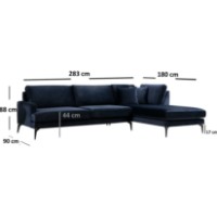 Угловой диван Trendy Papira L3+Chl Navy Blue R 283x180x88cm GTR003542 фото №4 — интернет-магазин Desire.md