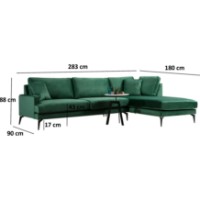 Canapea de colț Trendy Papira L3+CHL R Green 283x180x88cm GTR003612 imaginea #2 — magazin online Desire.md