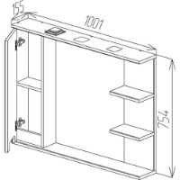 Dulap cu oglindă Bayro Positano 1000x750 L (123976) imaginea #3 — magazin online Desire.md