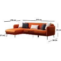 Угловой диван Trendy Sevilla Chl+3R Orange L 270x170x85cm GTR003339 фото №3 — интернет-магазин Desire.md