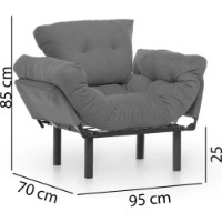 Кресло Trendy Nitta Single Grey 95x70x85cm GTR002081 фото №3 — интернет-магазин Desire.md