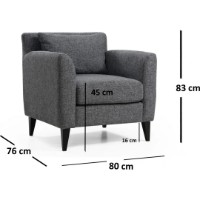 Fotoliu Trendy Nordic Dark Grey 76x83x80cm GTR002006 imaginea #3 — magazin online Desire.md