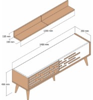 Living Trendy Valensiya 140 White/Walnut 140x45x35cm GTR000085 imaginea #3 — magazin online Desire.md