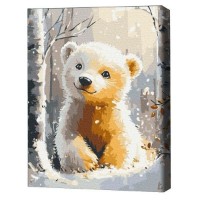 Tablou pe numere Brushme Милый белый медвежонок 30x40cm (RBS1021FC)