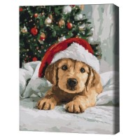 Tablou pe numere Brushme Пушистый новогодний друг 40x50cm (BS54505)