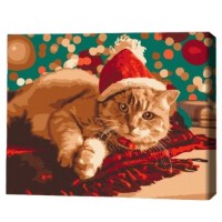 Tablou pe numere Brushme Санта котик 40х50cm (BS51356FC)