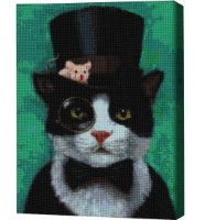 Pictura cu diamante după numere Brushme Котик джентельмен 40x50cm (4840781364016)
