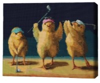 Pictura cu diamante după numere Brushme Цыплята - гольфисты 40x50cm (4840781364016)