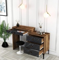 Туалетный столик Trendy Lizbon 555 Walnut/Black Marble 124x84x40cm GTR001464 фото №3 — интернет-магазин Desire.md