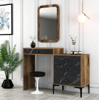 Туалетный столик Trendy Lizbon 548 Walnut/Black Marble 124x84x40cm GTR001668 фото №2 — интернет-магазин Desire.md