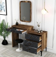 Туалетный столик Trendy Lizbon 548 Walnut/Black Marble 124x84x40cm GTR001668 фото №3 — интернет-магазин Desire.md