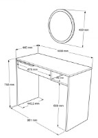 Măsuţă de toaletă Trendy ON18-W White 100x75x44.5cm GTR001466 imaginea #3 — magazin online Desire.md