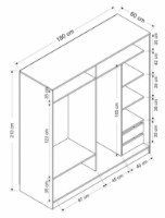Шкаф-купе Trendy Kale 3968 White/Black 180x210x60cm GTR004359 фото №4 — интернет-магазин Desire.md