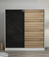 Dulap cu uşi glisante Trendy Kale 7157 White/Black/Dore 220x210x60cm GTR004657