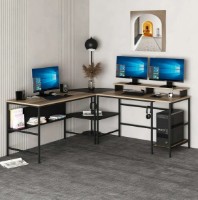 Masa de birou Trendy Greta L RGB Dore/Black 180x74x60cm GTR004134