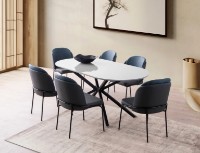 Masă pentru bucătărie Trendy Aura 3013 Light Grey/Black 180x79x90cm GTR005772