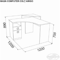 Masa de birou Ambianta Amigo Colt Artisan/Crem imaginea #2 — magazin online Desire.md