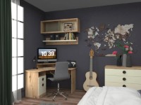 Masa de birou Ambianta Amigo Colt Artisan/Crem imaginea #3 — magazin online Desire.md