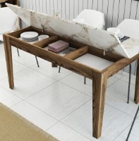 Masă pentru bucătărie Trendy Milan 515 Walnut/White Marble 145x88x75cm GTR001621 imaginea #4 — magazin online Desire.md