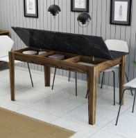 Masă pentru bucătărie Trendy Milan 518 Walnut/Black Marble 145x88x75cm GTR001624 imaginea #3 — magazin online Desire.md