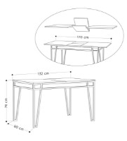 Masă pentru bucătărie Trendy Pal Oak/Black 132x76x80cm GTR001568 imaginea #5 — magazin online Desire.md