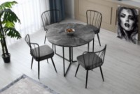 Masă pentru bucătărie Trendy Yaprak 1202 Black Marble/Black 100x72x100cm GTR001636 imaginea #1 — magazin online Desire.md