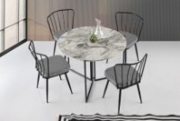 Masă pentru bucătărie Trendy Yaprak 1203 White Marble/Black 100x72x100cm GTR001637