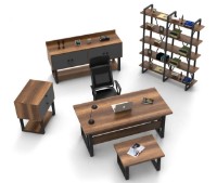 Set mobilier birou Trendy MN10-BA Walnut/Anthracit/Black GTR001901 imaginea #2 — magazin online Desire.md