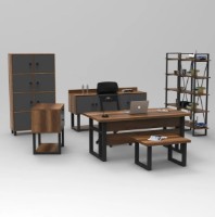 Set mobilier birou Trendy MN12-BA Walnut/Anthracit/Black GTR001903