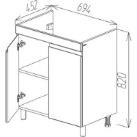 Шкаф под умывальник Bayro Studio Duo Argo 700 (123984) фото №4 — интернет-магазин Desire.md