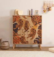 Dulap Trendy Multilux Tigris Sonoma/Orange/Claret Red 95x111x36cm GTR005640