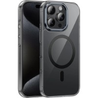 Husa de protecție Hoco Invisible magnetic Protective Case with Holder iPhone 16 Pro Transparent Black (AS9)