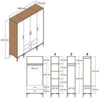 Шкаф Trendy Kumsal STR Walnut 201.4x47.5x160cm GTR001788 фото №4 — интернет-магазин Desire.md