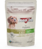 Hrană umedă pentru câini BonaCibo Puppies Chicken&Beef 100g 12pcs